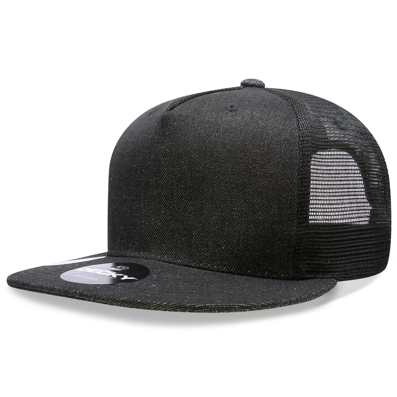 DECKY 1082 5-Panel High Profile Structured Denim Trucker Hat
