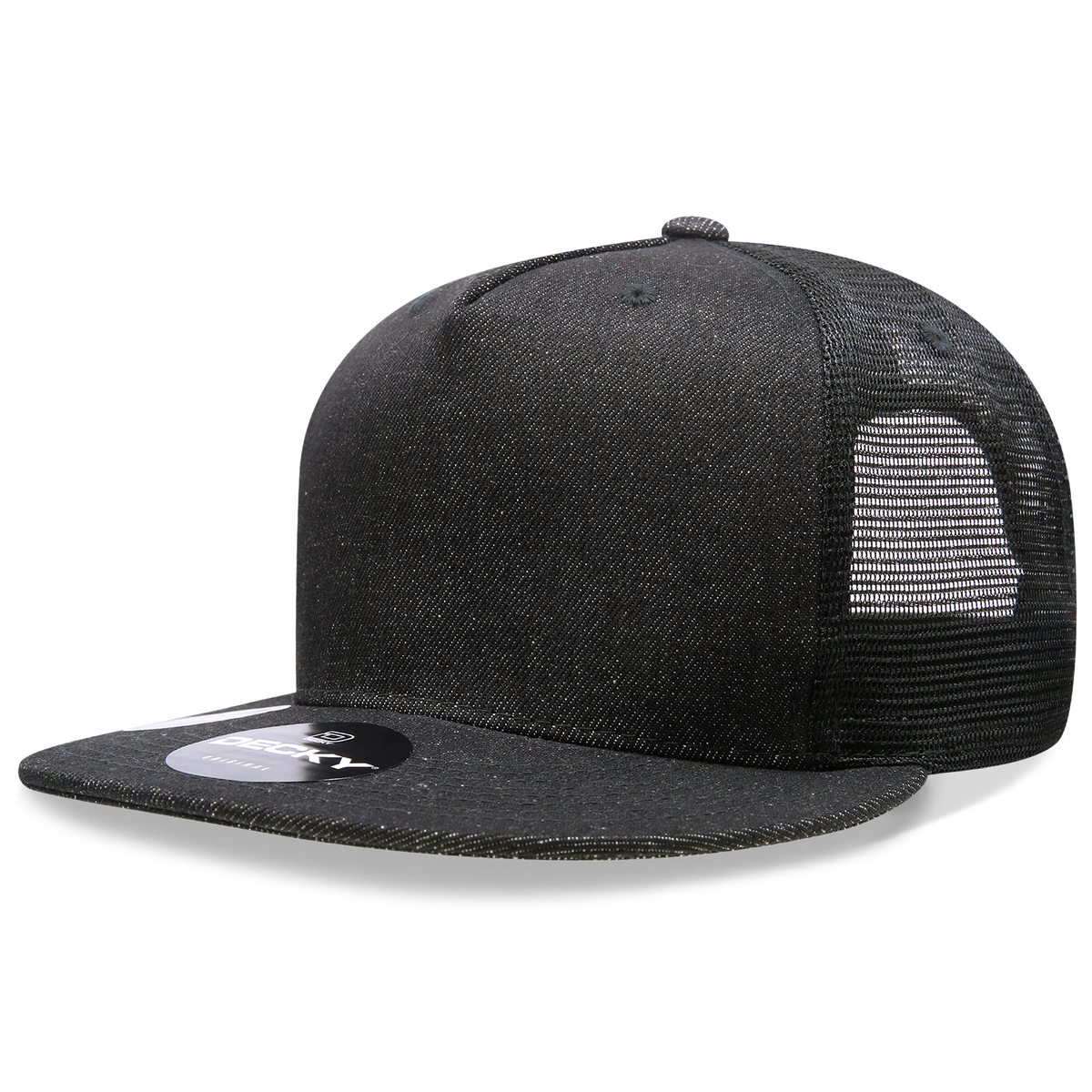 DECKY 1082 5-Panel High Profile Structured Denim Trucker Hat