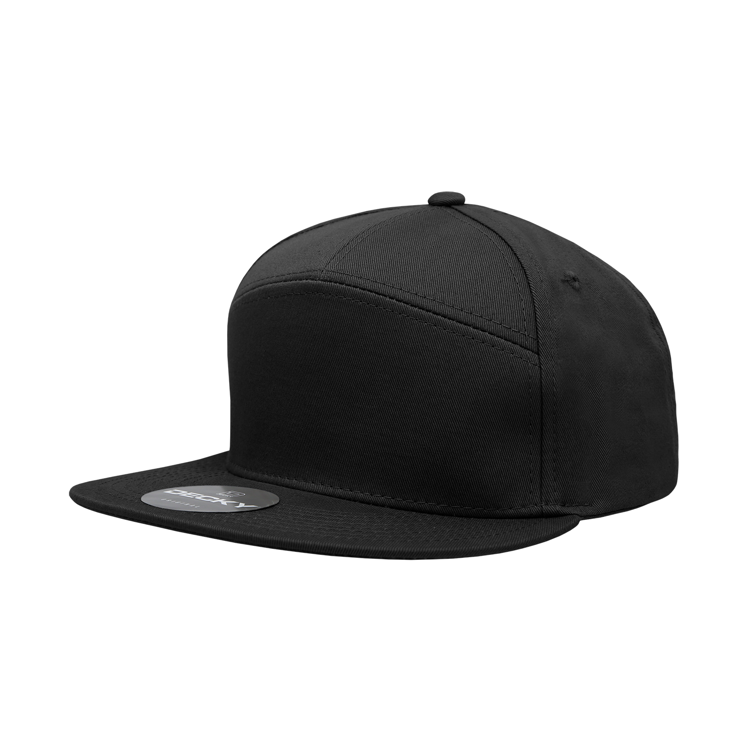 Decky 1098 7-Panel High Profile Structured Cotton Blend Cap, Black | 1098-BLK