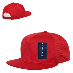 DECKY 1128 Mesh Jersey Flat Bill Snapback Hat, Red