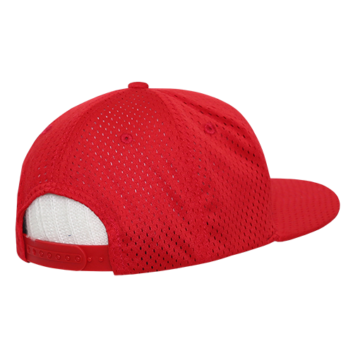 DECKY 1128 Mesh Jersey Flat Bill Snapback Hat, Red