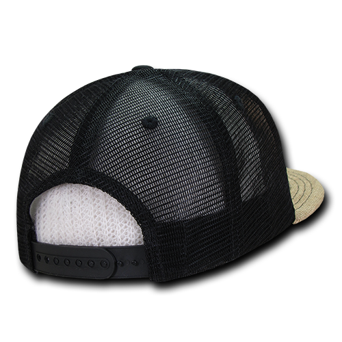 DECKY 1138 6-Panel High Profile Structured Jute Trucker Hat, Natural/Black