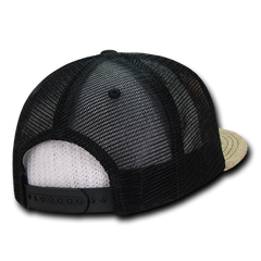 DECKY 1138 6-Panel High Profile Structured Jute Trucker Hat, Natural/Black