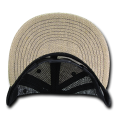 DECKY 1138 6-Panel High Profile Structured Jute Trucker Hat, Natural/Black