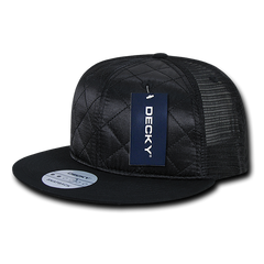 DECKY 1141 6-Panel High Profile Structured Quilted Trucker Hat, Black