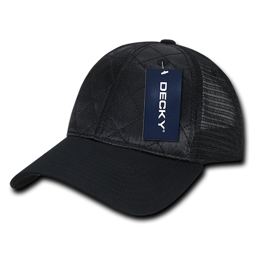 DECKY 1142 6-Panel Low Profile Structured Quilted Trucker Hat, Black