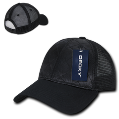 DECKY 1142 6-Panel Low Profile Structured Quilted Trucker Hat, Black