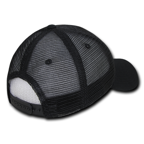 DECKY 1142 6-Panel Low Profile Structured Quilted Trucker Hat, Black