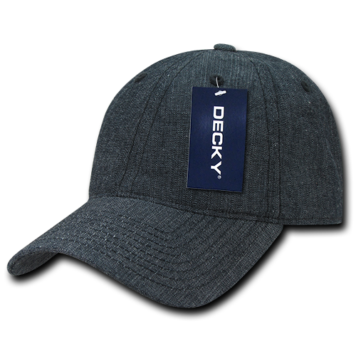 DECKY 117 6-Panel Low Profile Relaxed Denim Dad Hat, Black