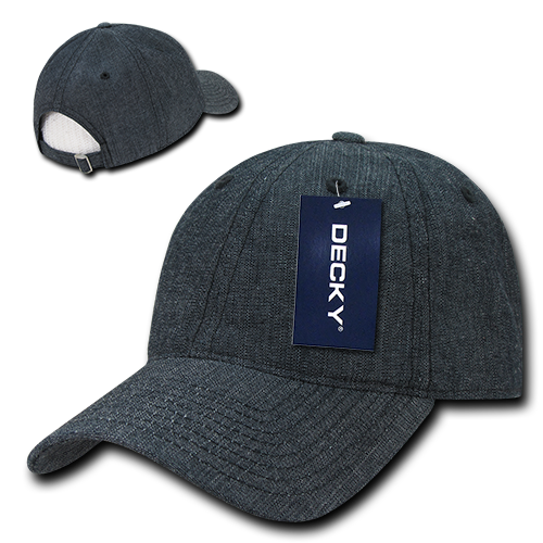 DECKY 117 6-Panel Low Profile Relaxed Denim Dad Hat, Black