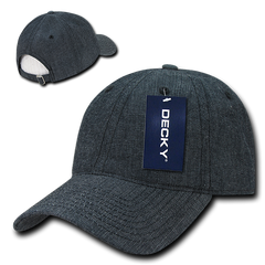 DECKY 117 6-Panel Low Profile Relaxed Denim Dad Hat, Black