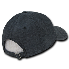 DECKY 117 6-Panel Low Profile Relaxed Denim Dad Hat, Black