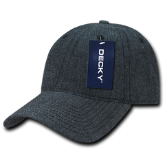 DECKY 117 6-Panel Low Profile Relaxed Denim Dad Hat, Black