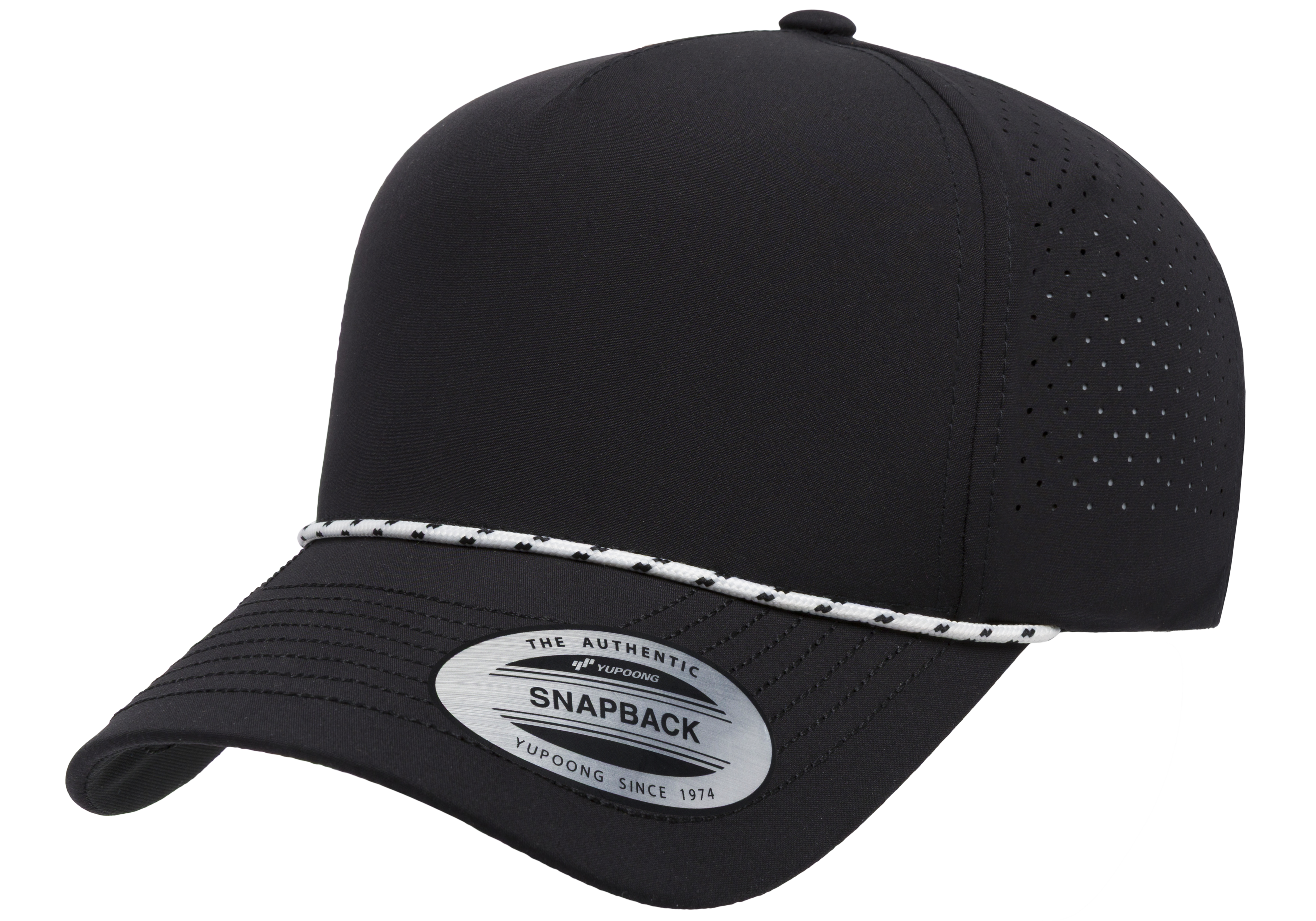 Flex Fit House YP Classics 5-Panel Snapback Cap with Perforations and Braided Rope