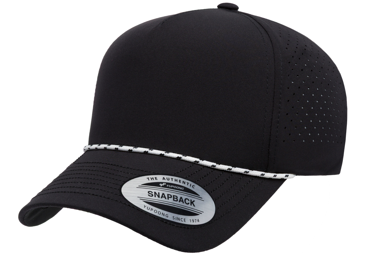 YP Classics 5-Panel Snapback Cap with Perforations and Braided Rope | 5389BD-BK-ONE