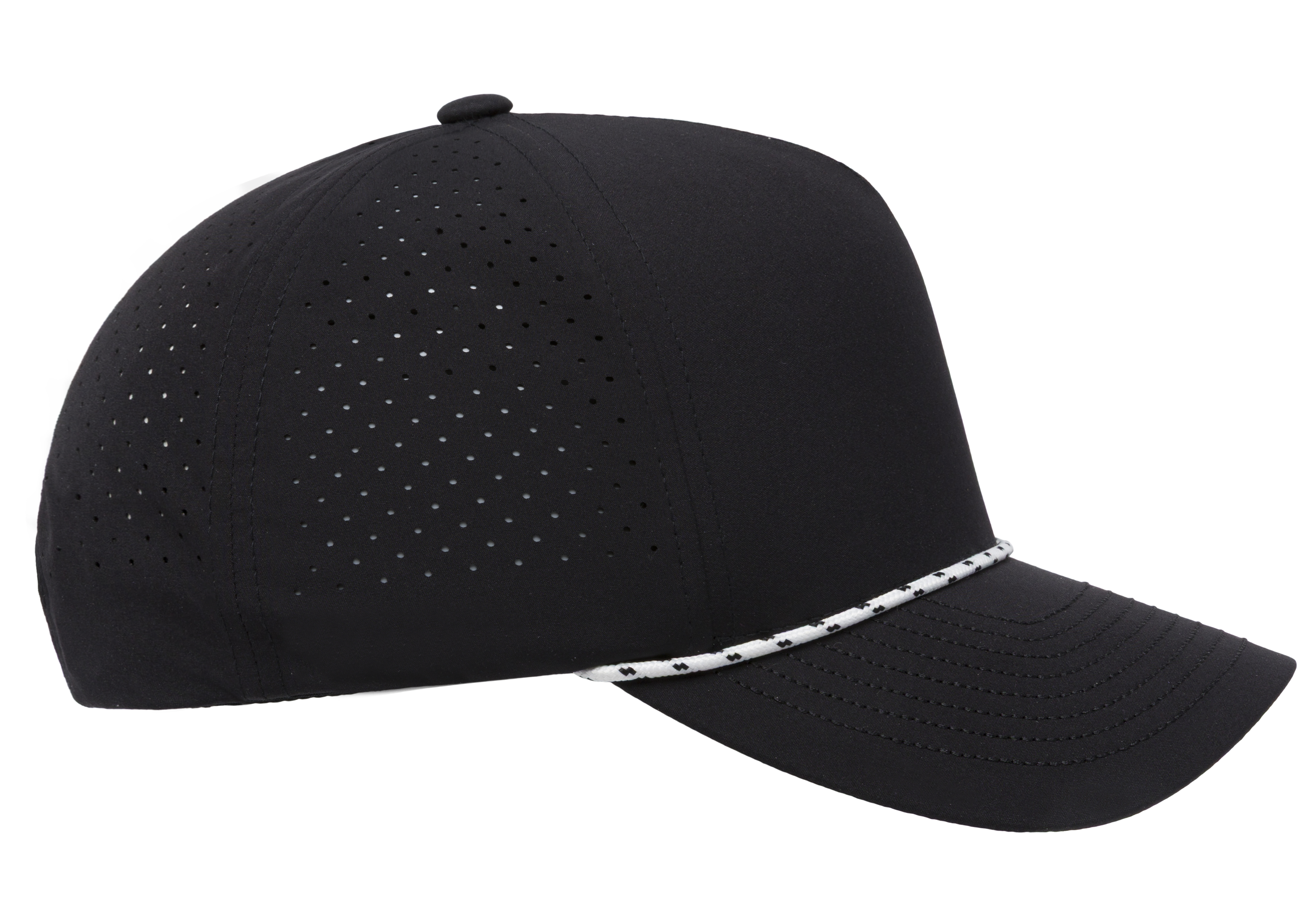 YP Classics 5-Panel Snapback Cap with Perforations and Braided Rope | 5389BD-BK-ONE