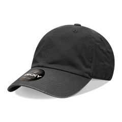 Decky 205 6-Panel Low Profile Relaxed Cotton Dad Hat, Black/Black/White