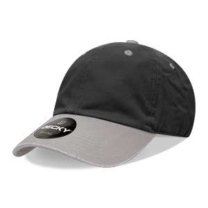 Decky 205 6-Panel Low Profile Relaxed Cotton Dad Hat, Black/Black/White