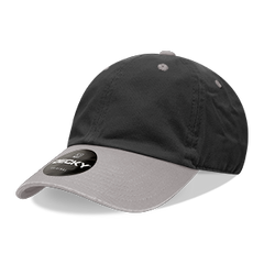 Decky 205 6-Panel Low Profile Relaxed Cotton Dad Hat, Black/Black/White