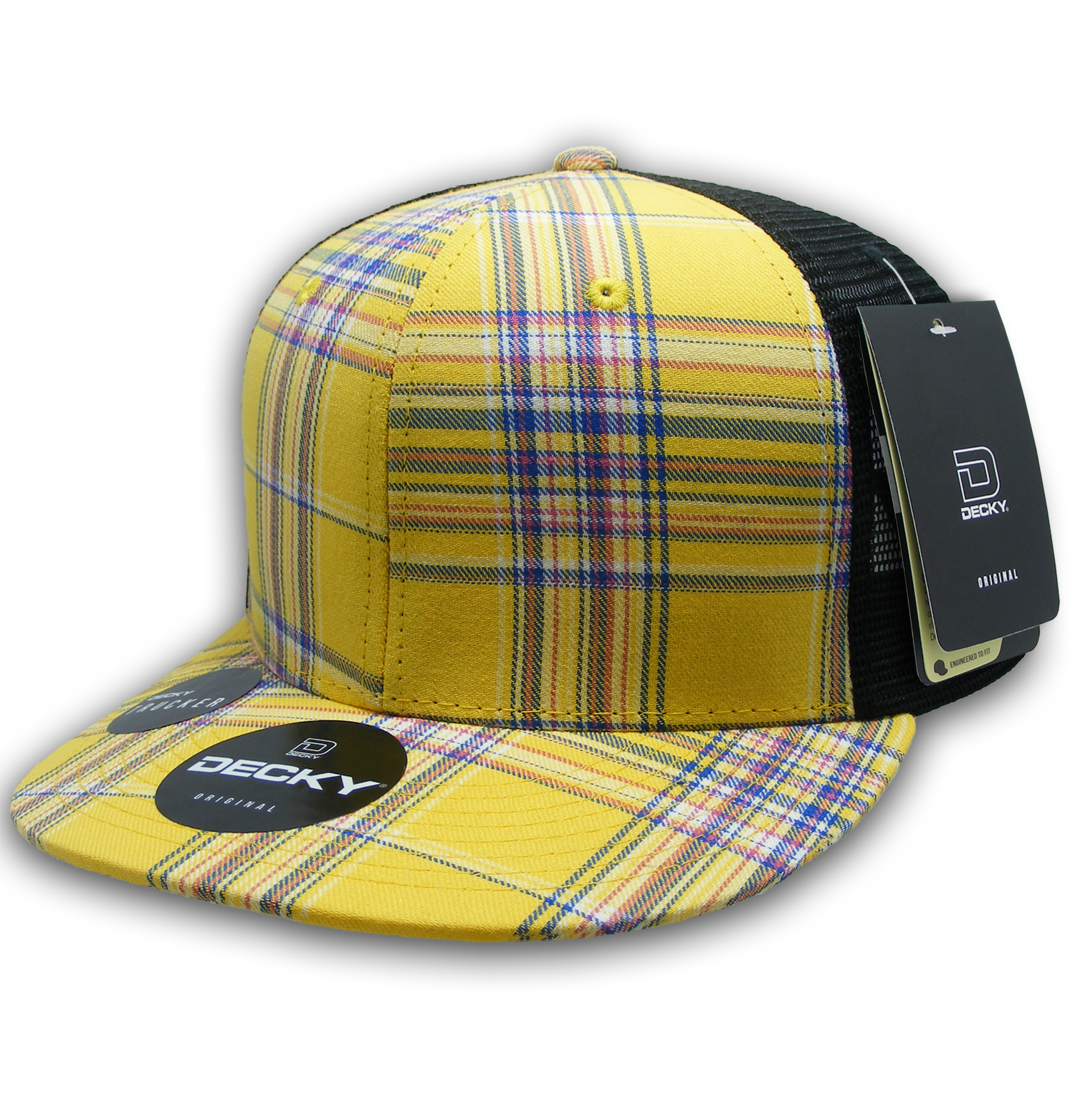 DECKY 6016 6-Panel High Profile Structured Plaid Trucker Hat
