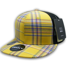 DECKY 6016 6-Panel High Profile Structured Plaid Trucker Hat