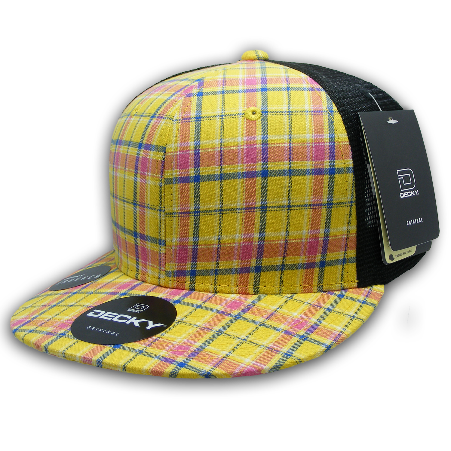 DECKY 6016 6-Panel High Profile Structured Plaid Trucker Hat
