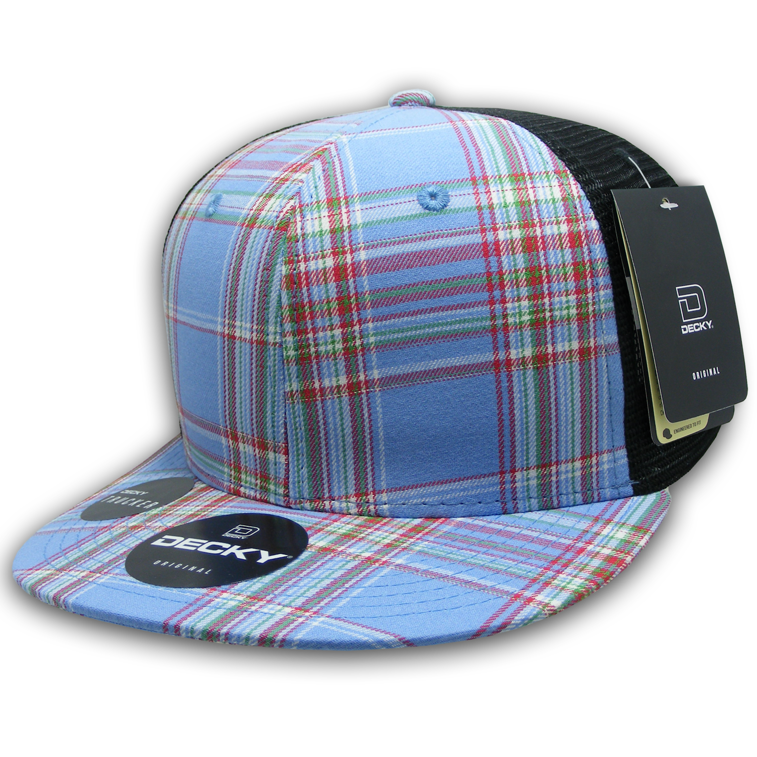 DECKY 6016 6-Panel High Profile Structured Plaid Trucker Hat