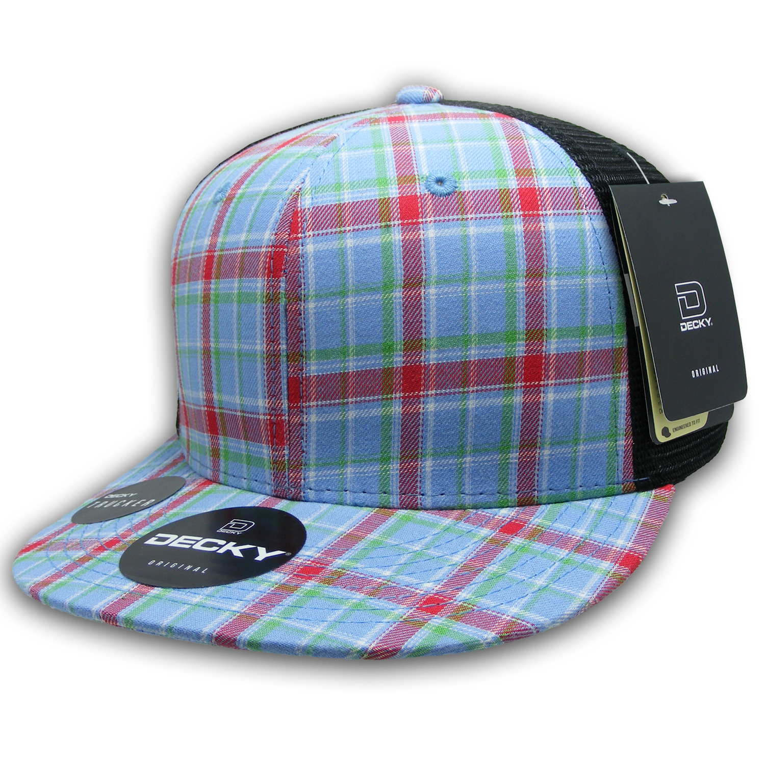 DECKY 6016 6-Panel High Profile Structured Plaid Trucker Hat