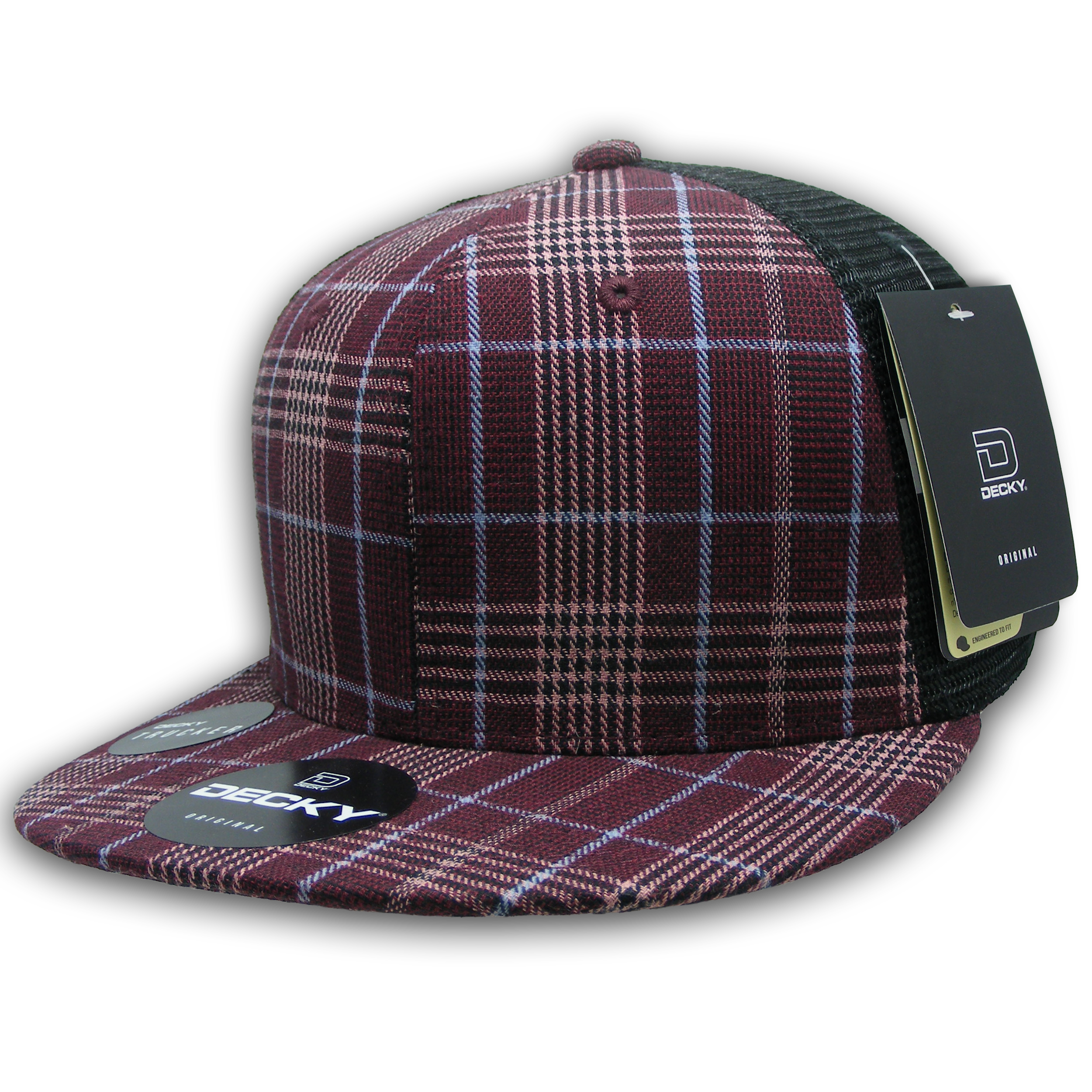 DECKY 6016 6-Panel High Profile Structured Plaid Trucker Hat
