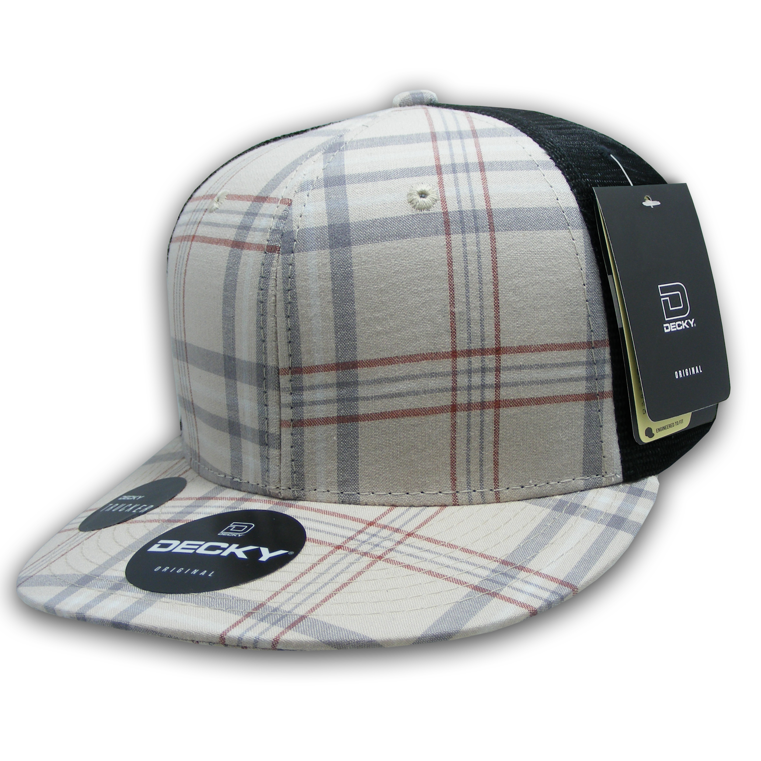DECKY 6016 6-Panel High Profile Structured Plaid Trucker Hat