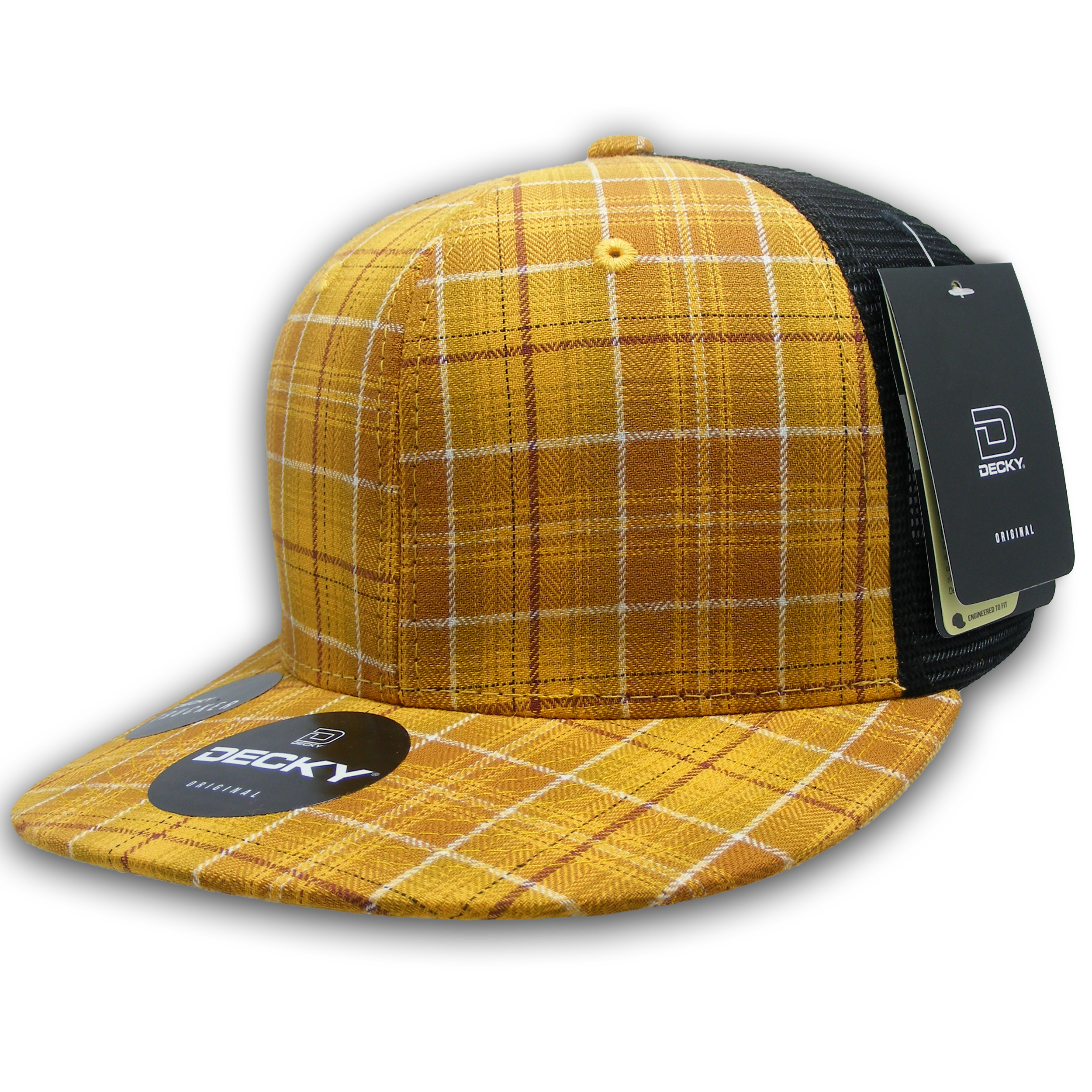 DECKY 6016 6-Panel High Profile Structured Plaid Trucker Hat