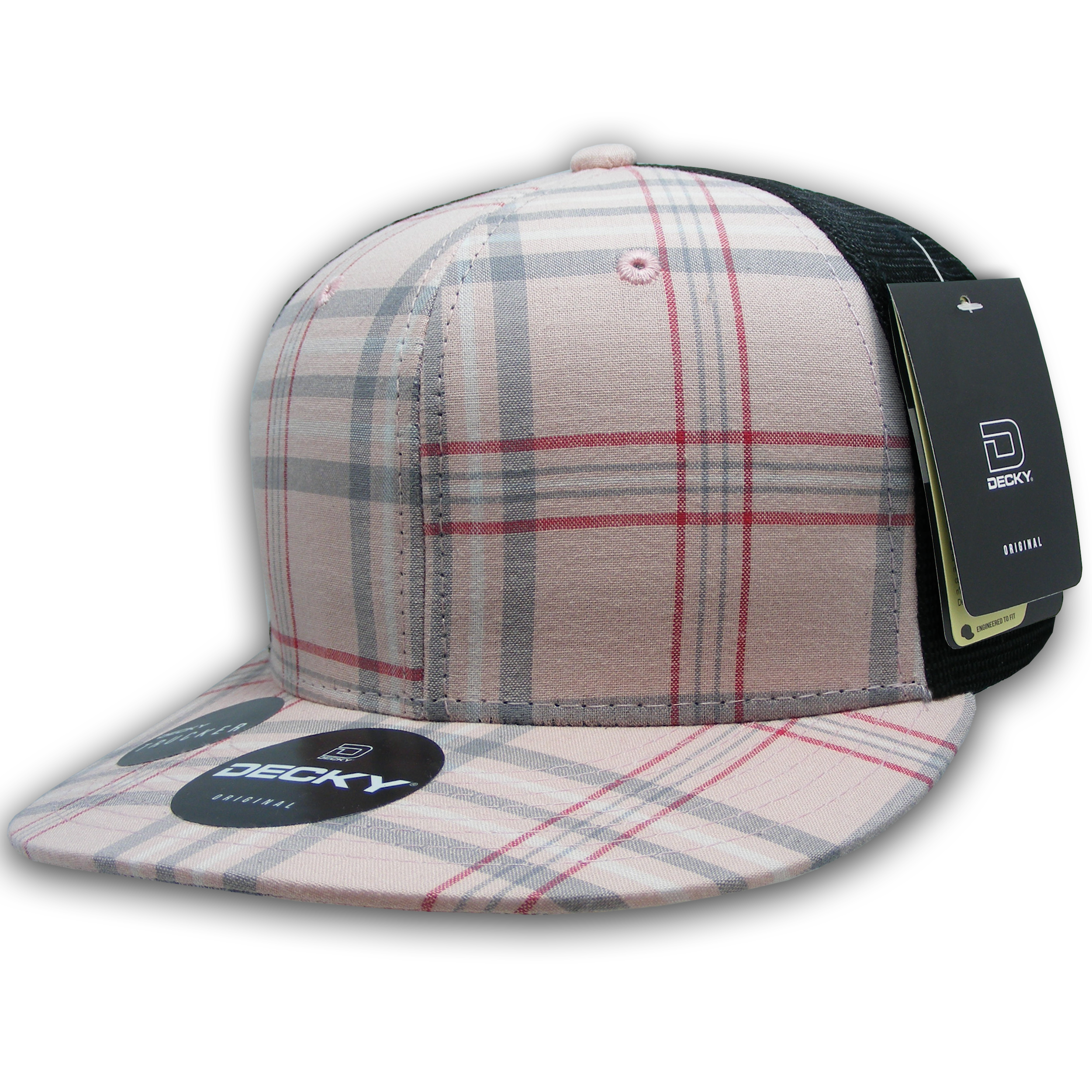 DECKY 6016 6-Panel High Profile Structured Plaid Trucker Hat