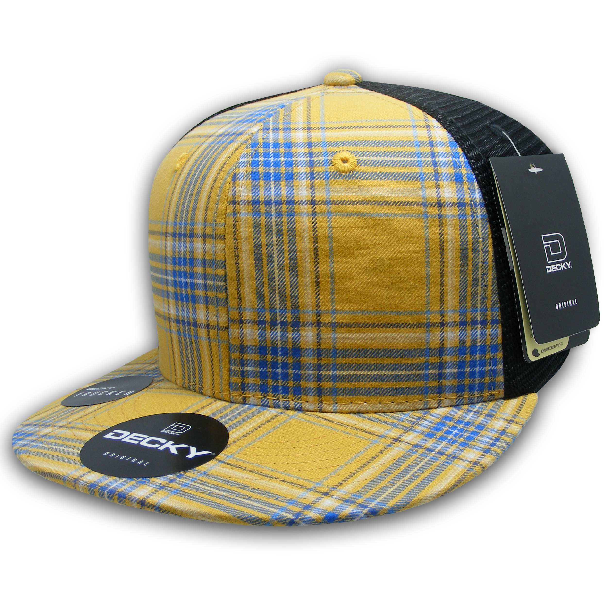 DECKY 6016 6-Panel High Profile Structured Plaid Trucker Hat