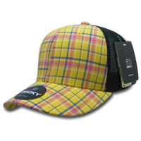 DECKY 6018 6-Panel Mid Profile Structured Plaid Trucker Hat