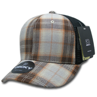 DECKY 6018 6-Panel Mid Profile Structured Plaid Trucker Hat
