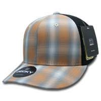 DECKY 6018 6-Panel Mid Profile Structured Plaid Trucker Hat