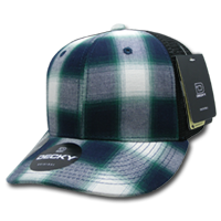 DECKY 6018 6-Panel Mid Profile Structured Plaid Trucker Hat