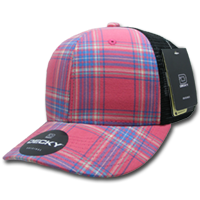 DECKY 6018 6-Panel Mid Profile Structured Plaid Trucker Hat
