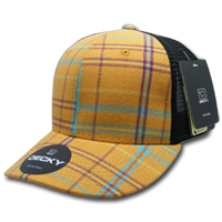 DECKY 6018 6-Panel Mid Profile Structured Plaid Trucker Hat