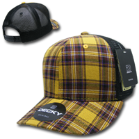 DECKY 6018 6-Panel Mid Profile Structured Plaid Trucker Hat