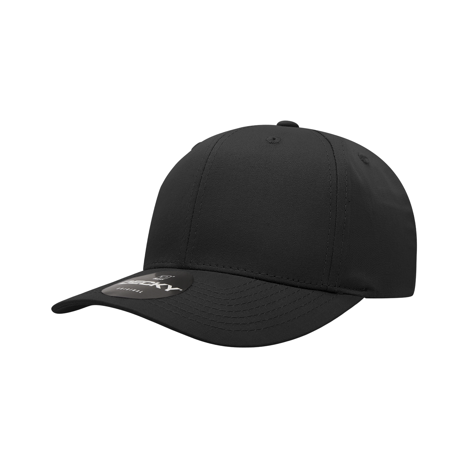 Decky 6022 6-Panel Mid Profile Structured Cotton Blend Cap, Black