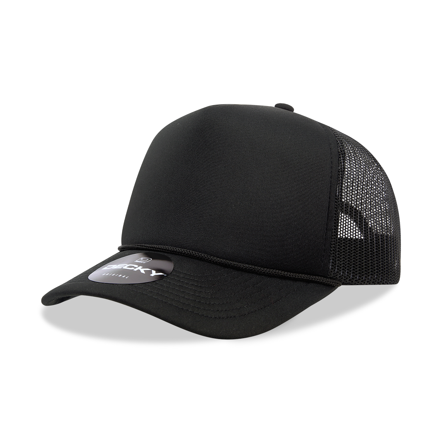 DECKY CLASSIC 6025 Mid Profile 5-Panel Foam Trucker Hat, Black | 6025-1BLK