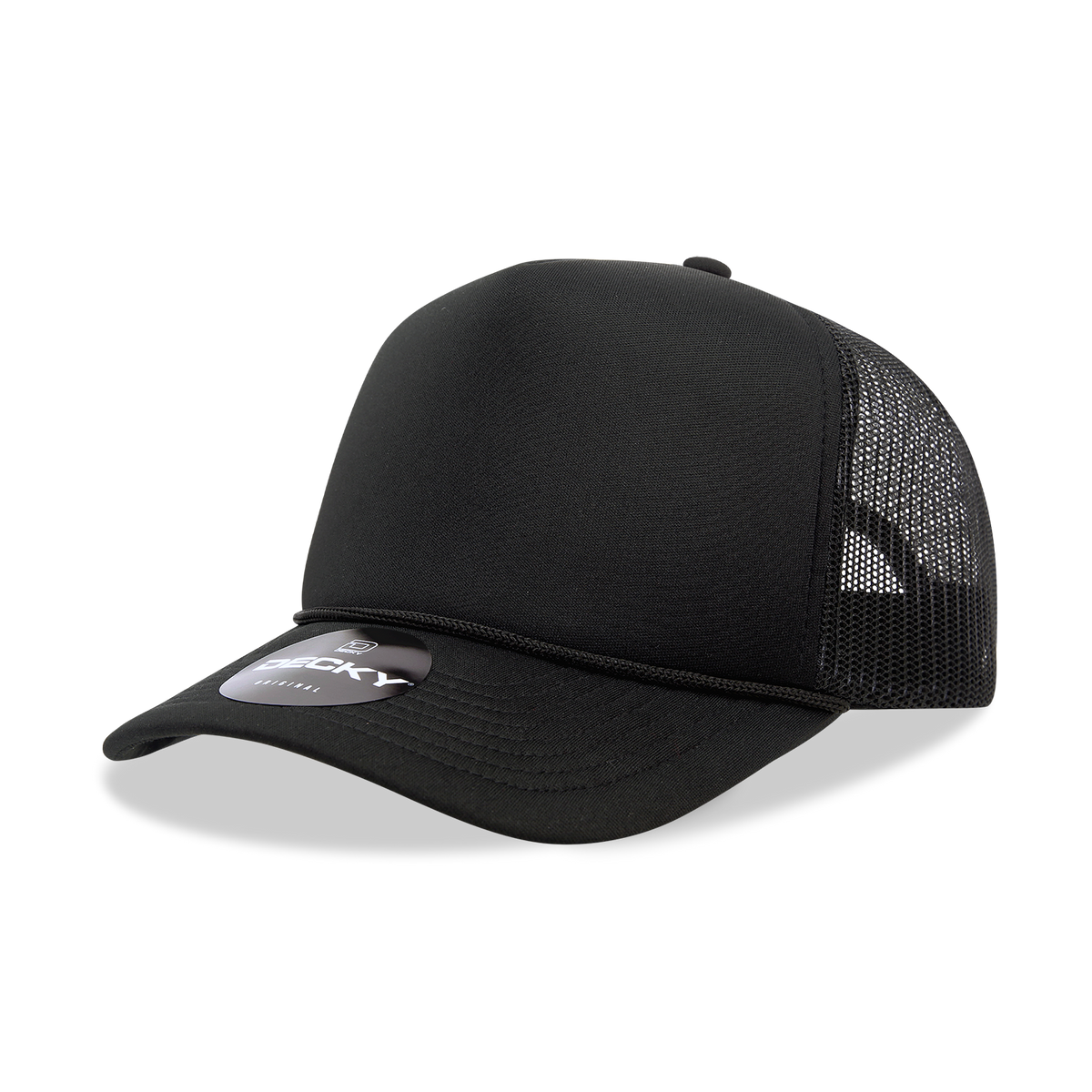 DECKY CLASSIC 6025 Mid Profile 5-Panel Foam Trucker Hat, Black | 6025-1BLK