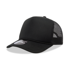 DECKY CLASSIC 6025 Mid Profile 5-Panel Foam Trucker Hat, Black | 6025-1BLK