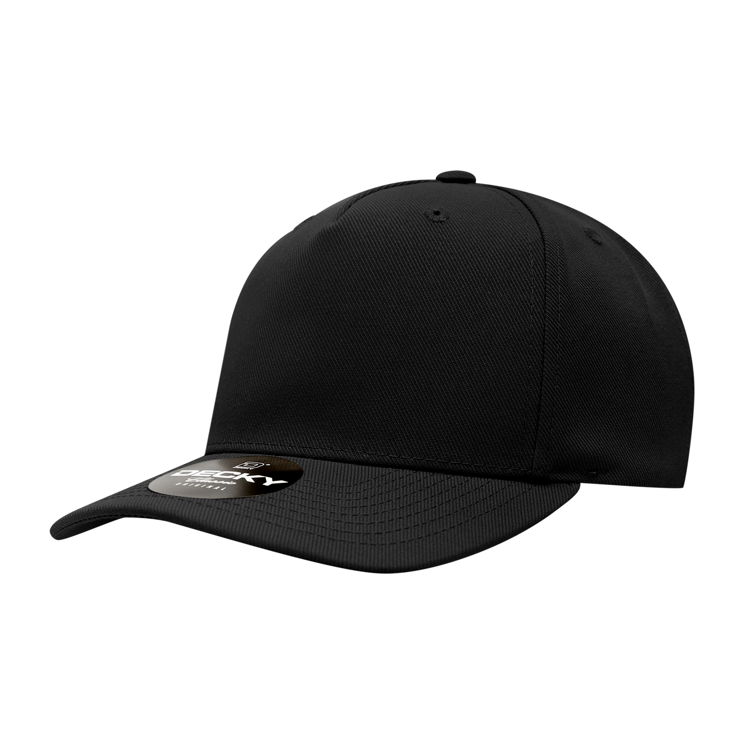 Decky Classic 5-Panel Mid Profile Structured Polyester Cap, Plastic Snapback