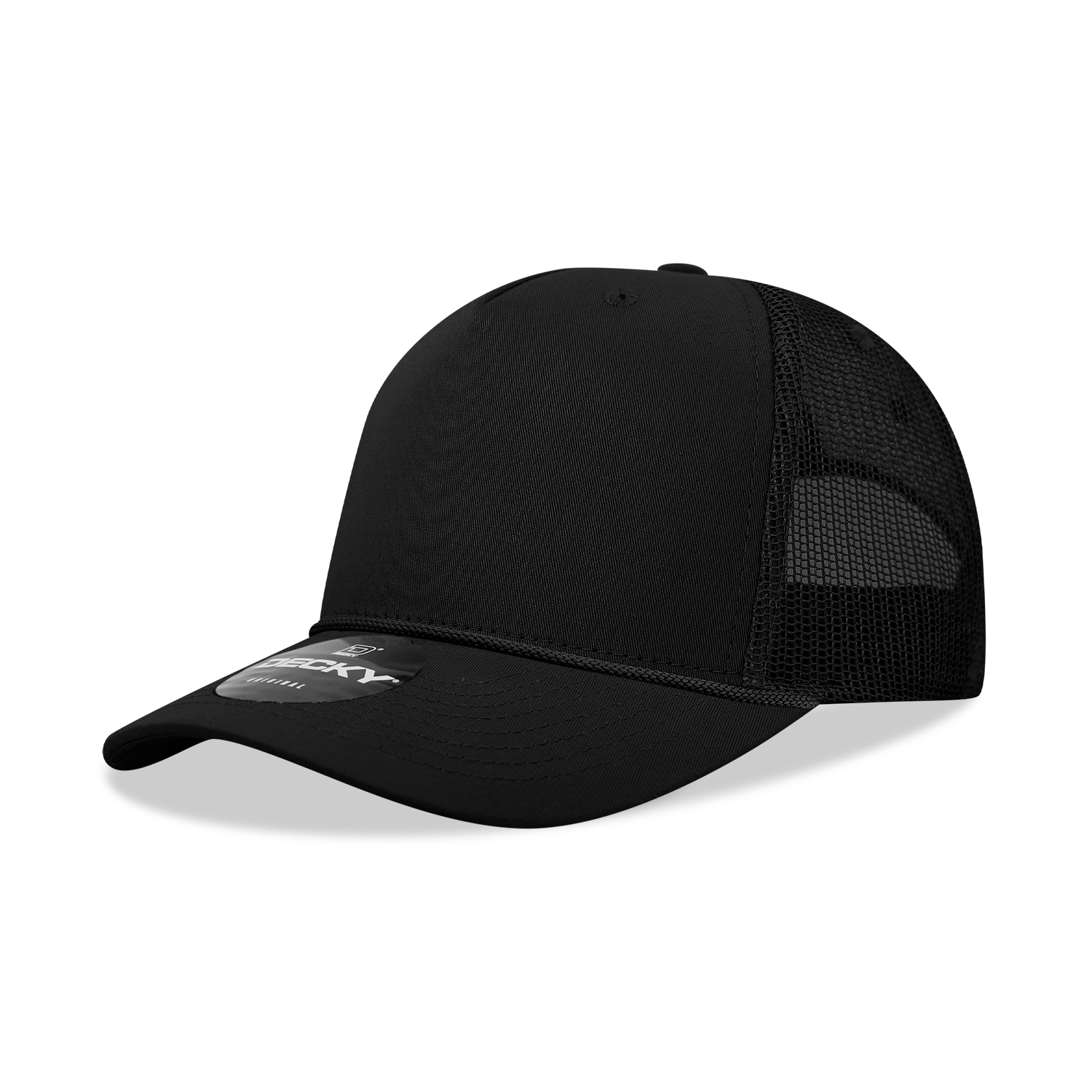 Decky 6040 5-Panel Mid Profile Structured Cotton/Poly Blend Trucker Hat w/Rope