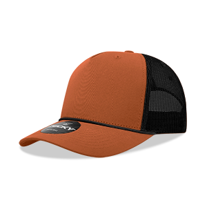 Decky 6040 5-Panel Mid Profile Structured Cotton/Poly Blend Trucker Hat w/Rope