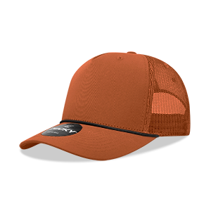 Decky 6040 5-Panel Mid Profile Structured Cotton/Poly Blend Trucker Hat w/Rope