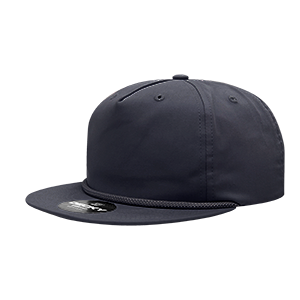 DECKY CLASSIC 6042 5-Panel High Profile Rope Hat, Cotton Blend, Flat Bill | 6042-1BLK
