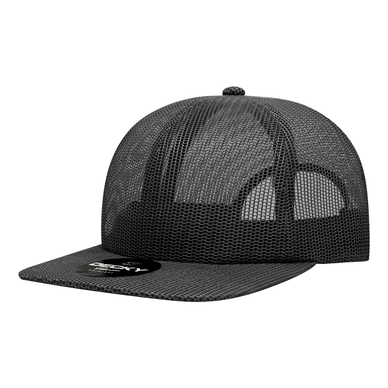 DECKY 6049 6-Panel High Profile Relaxed Mesh Trucker Hat, Black | 6049-1BLK